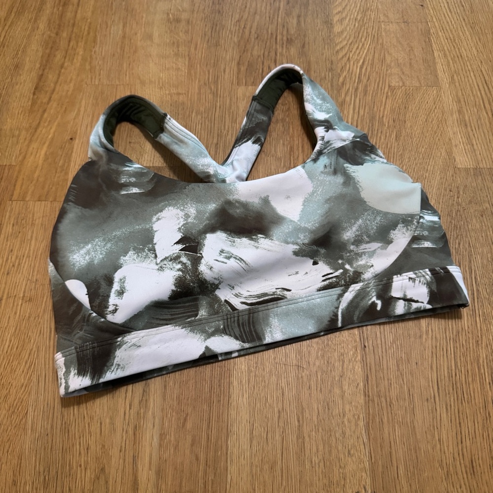 Athleta MEDIUM Olive Green Ultimate Printed Bra A-C